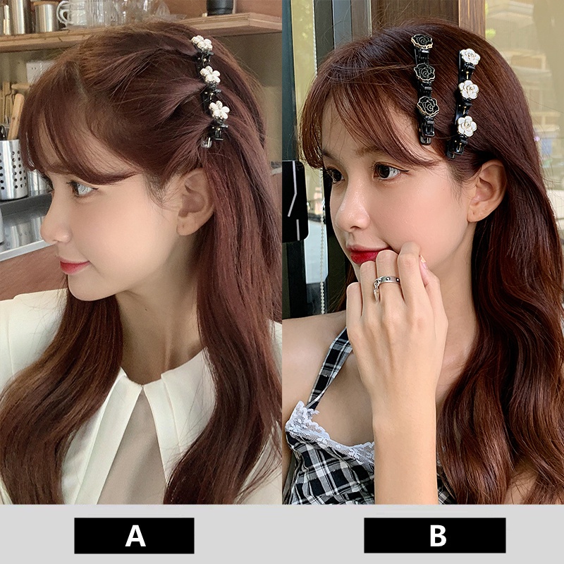 Kẹp Tóc Hình Cỏ Ba Lá Đính Đá Và Ngọc Trai Lấp Lánh Phong Cách Hàn Quốc Thanh Lịch Dành Cho Bạn Nữ