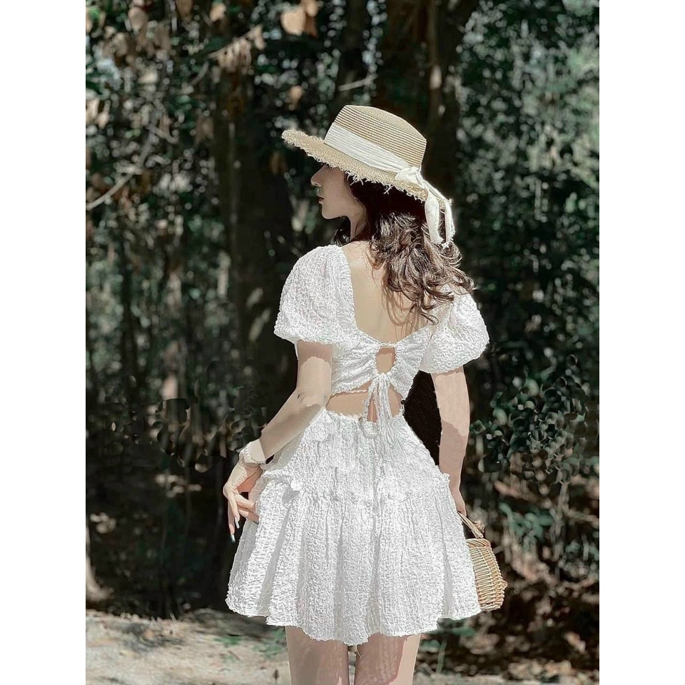 Đầm Cổ Vuông Xoè Hở Lưng - D0534