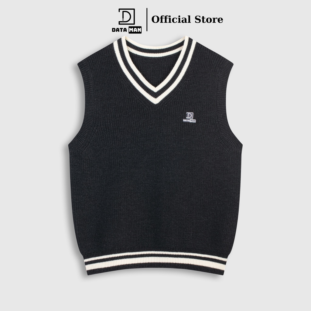 Áo gile len nam DATAMAN cao cấp, form rộng, unisex, thêu logo ở ngực, chất liệu len len lông cừu, style Hàn Quốc -  DT51