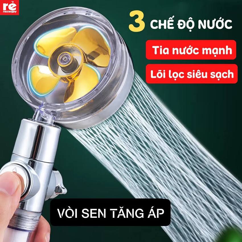 Bát Sen Có Cánh Quạt Tăng Áp Lực Nước Nóng Lạnh Nhựa Mạ Inox 304 - Sen Vòi Nhà Tắm thay thế cho inax toto ceasar