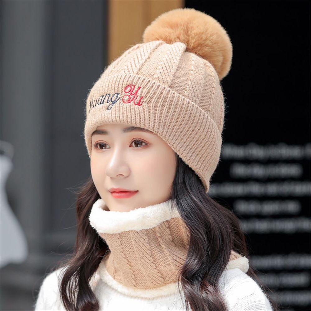 Set Mũ Kèm Khăn Choàng Cổ Lót Nhung Giữ Ấm Mùa Thu
