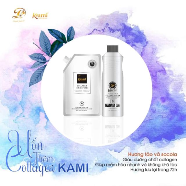 Uốn/Ép thơm collagen Kami, căng sóng, bóng mượt 800ml