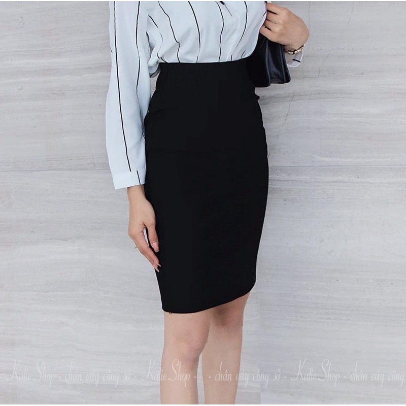 Chân váy công sở dáng ôm sẻ sau dài 50cm mặc trên gối