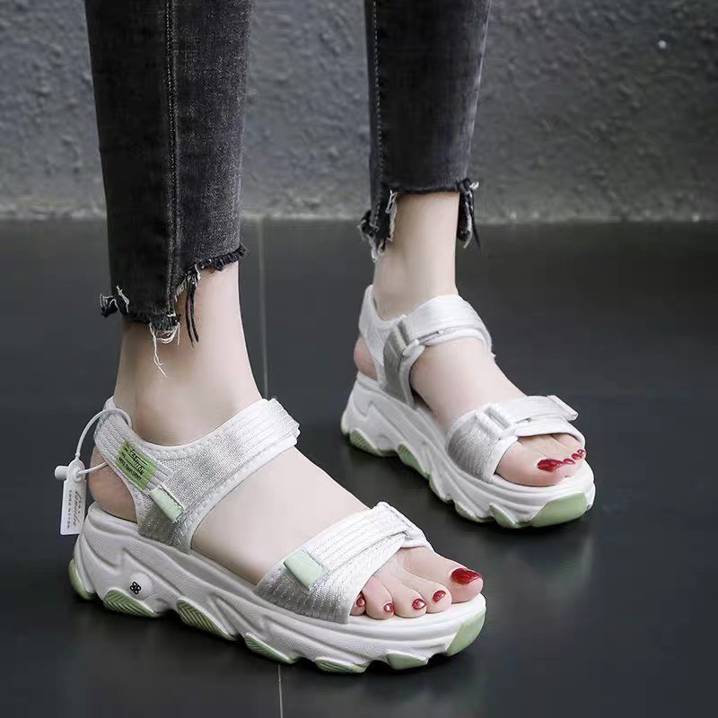 (3 Màu Video) Sandal Nữ 2 Quai Đế Màu 4cm , Dây Dù Cực Bền, Hot Trend Bán Chạy 2020