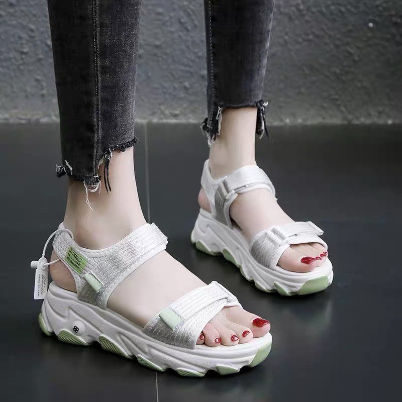 Sandal Nữ 2 Quai Đế Màu 4cm , Dây Dù Cực Bền, Hot Trend Bán Chạy 2020