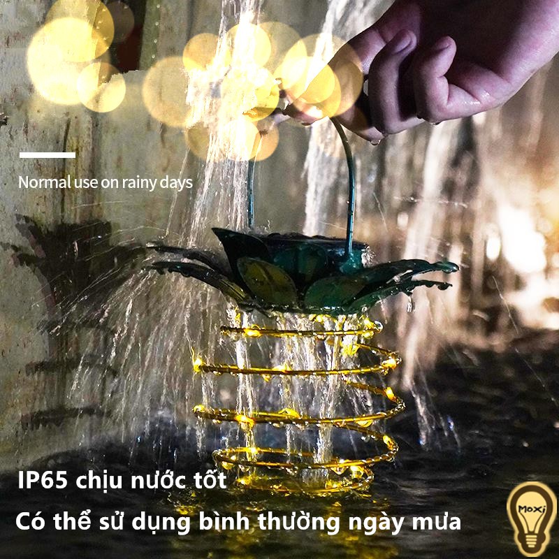 (Hàng sẵn ) Đèn led năng lượng mặt trời tròn xoắn hình trái thơm, trang trí ngoài trời, Lễ Tết,làm đèn decor .