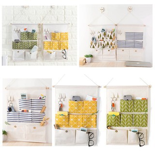 Túi vải treo tường 7 ngăn đựng đồ tiện ích vintage canvas Túi Treo Vải nhiều ngăn kèm móc treo TRT1