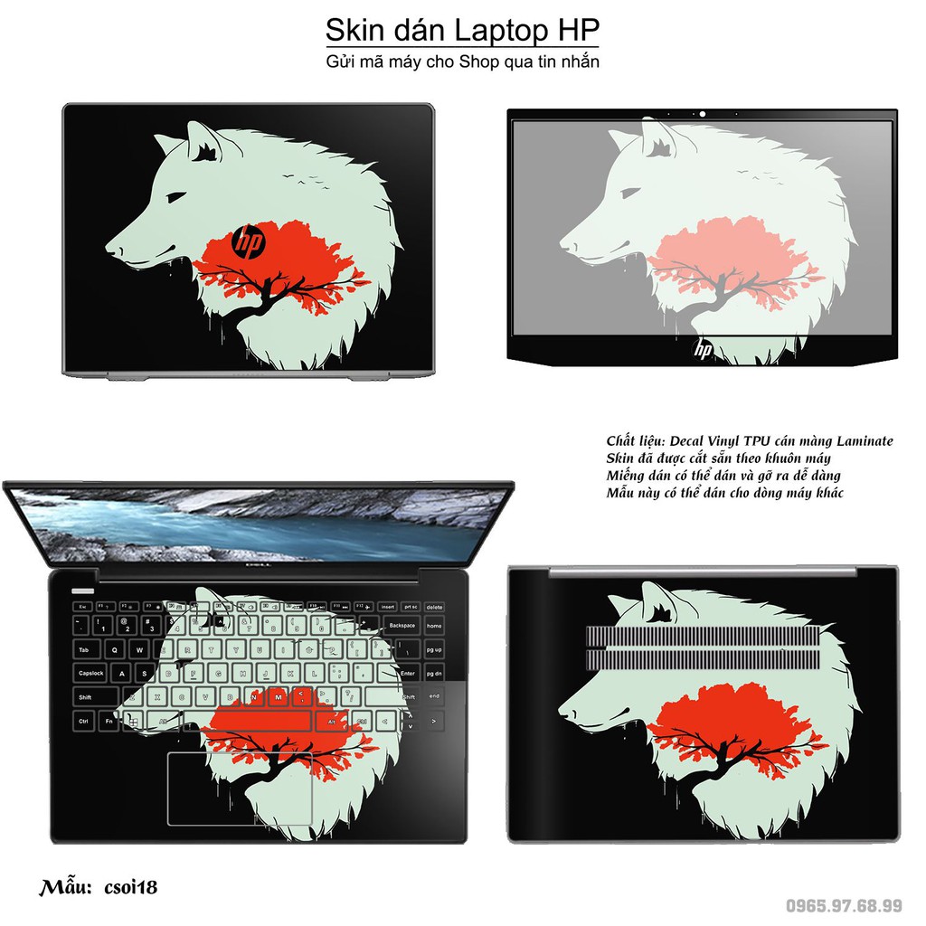 Skin dán Laptop HP in hình sói tuyết (inbox mã máy cho Shop)