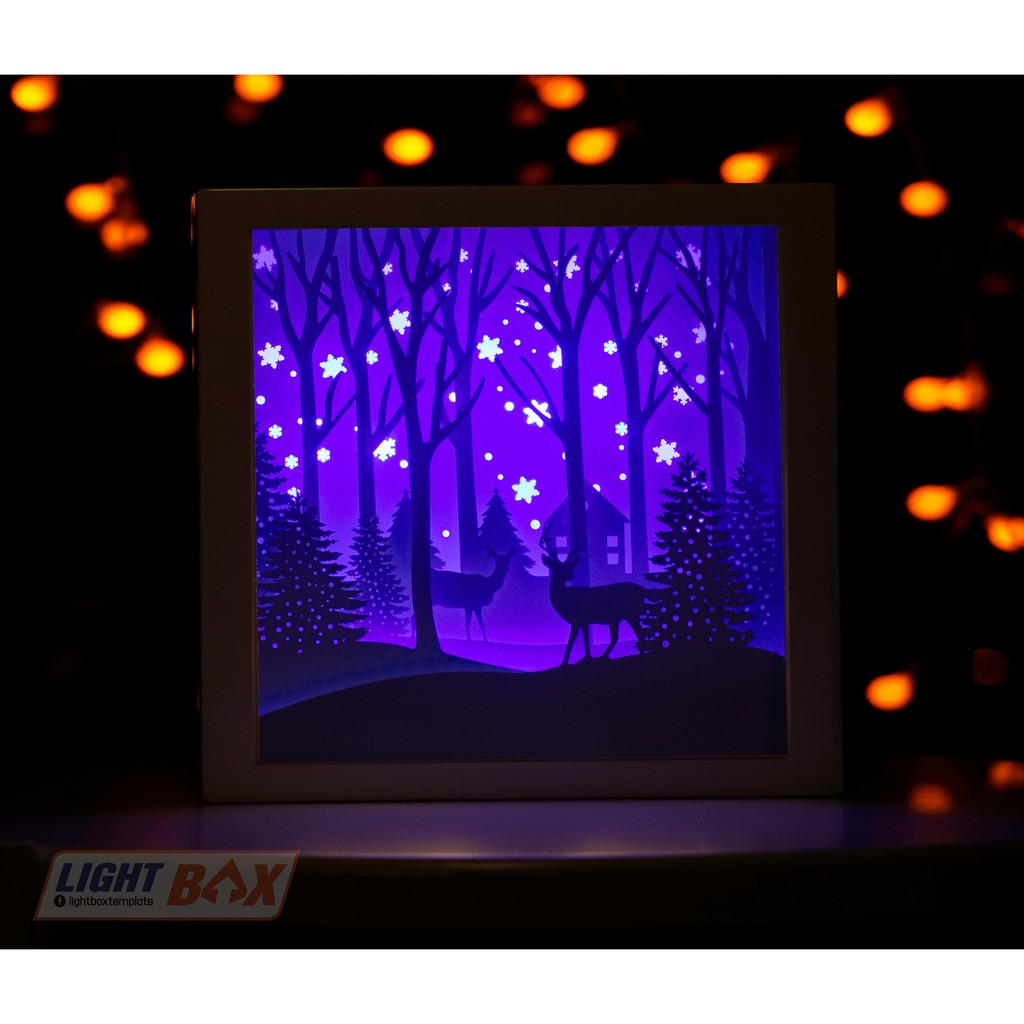 Hộp đèn ngủ bằng giấy 3D - Đèn light box - Paper cut light box - Đèn giáng sinh