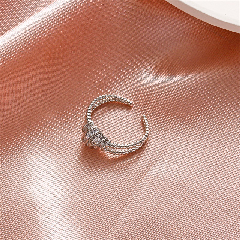 ins style cross-wrap open ring with diamond ring adjustable size