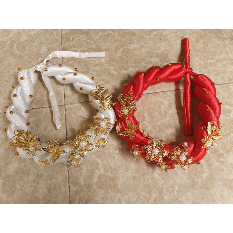 Mấn  xoắn đôi đính hoa kim loại, mấn đội đầu, mấn tết