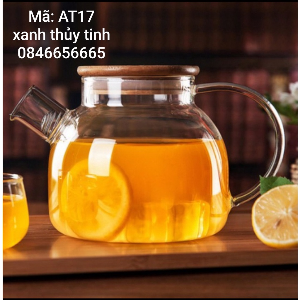 Ấm thủy tinh nắp gỗ 1000ml