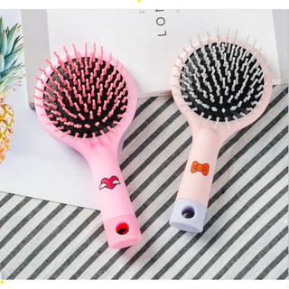 Lược Chải Tóc Kèm Gương gỡ rối tóc xoăn, lược gội đầu tròn cầm tay mini cute HT