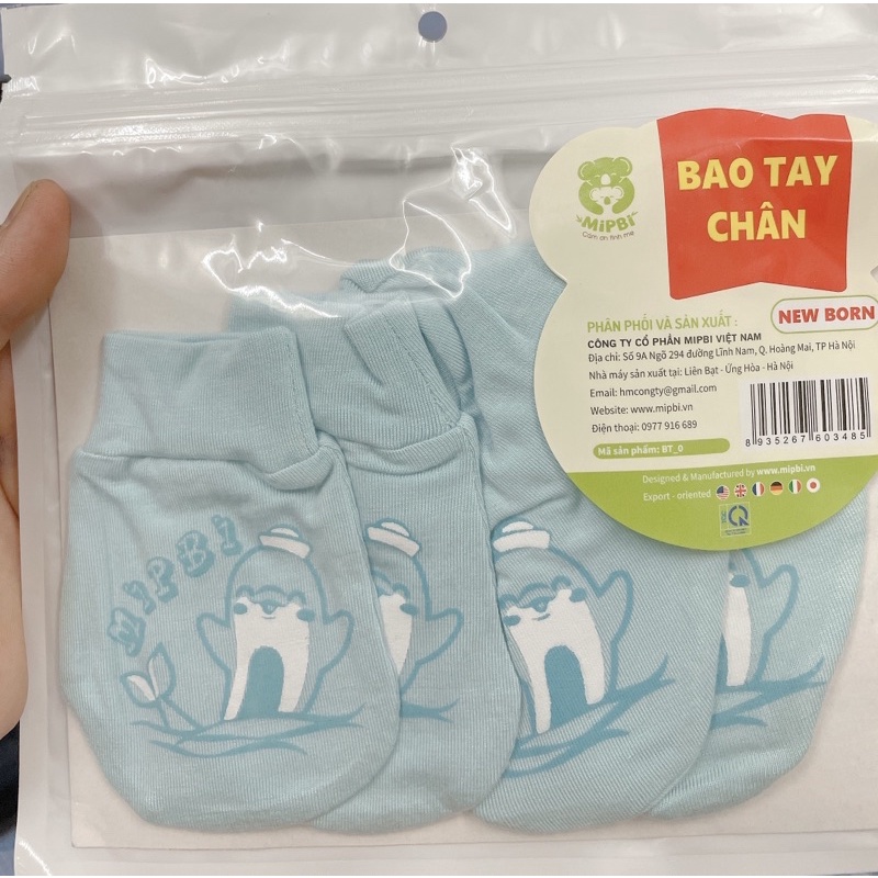 {Nhùn Nhùn}Set Mipbi sợi tre gồm mũ và bao tay chân(hoặc có bán rời bao tay chân)size NB và 1-3m