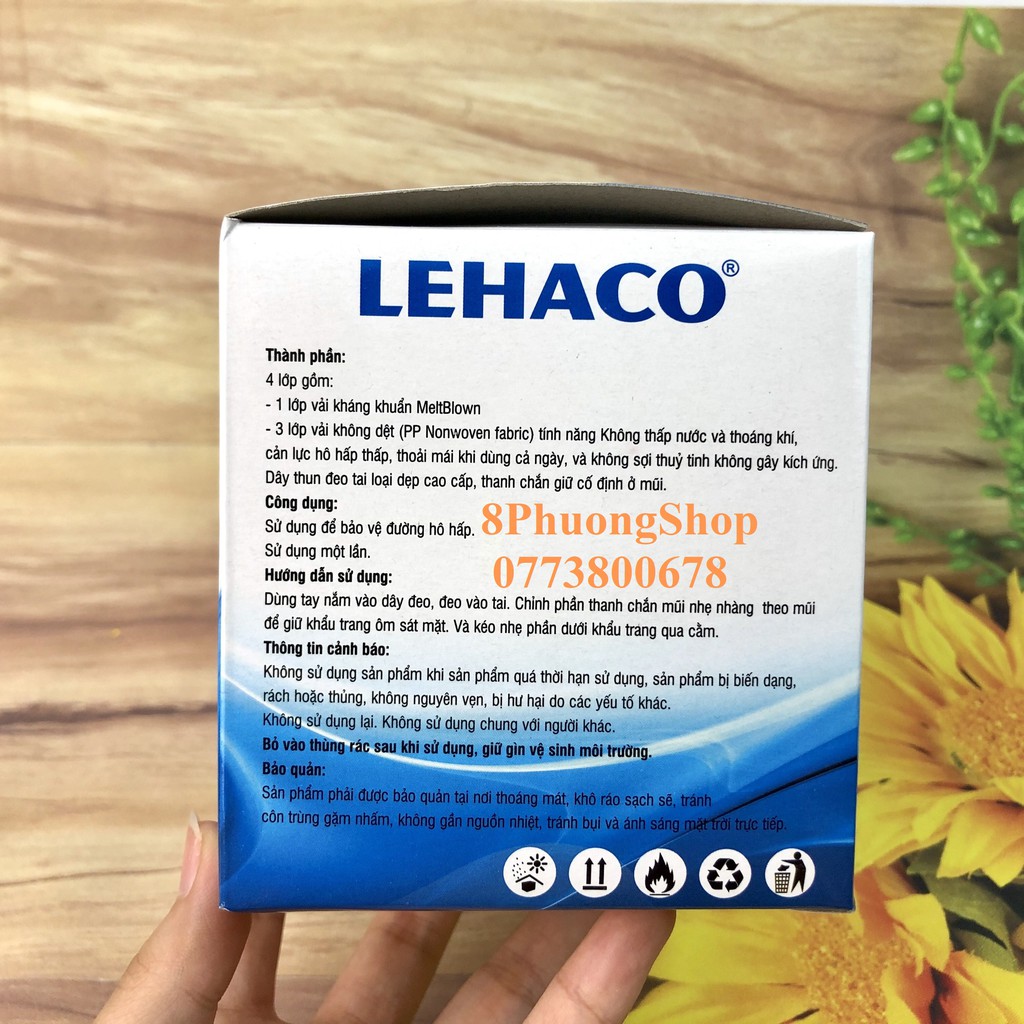 Khẩu trang y tế 4 lớp Lehaco màu Xanh Kháng Khuẩn - Khẩu trang Lehaco 4 lớp Giấy Kháng Khuẩnq