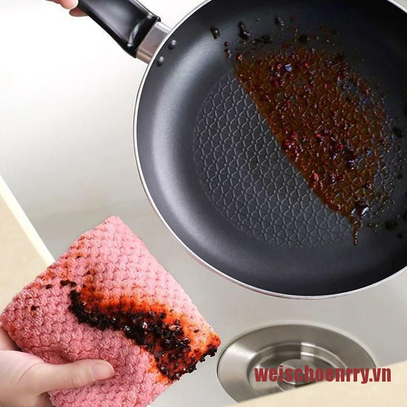 Khăn Lau Dầu Mỡ Bằng Lông Cừu San Hô Hai Mặt Không Dính Có Thể Treo