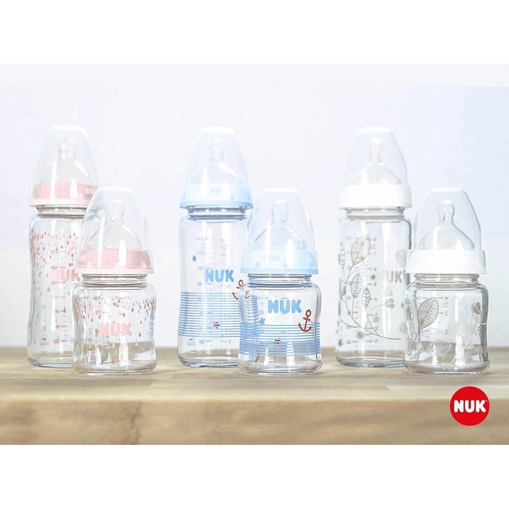 [Chính hãng có tem phân phối] Bình Sữa NUK Premium Choice+ Thủy Tinh 120ml, 240ml Núm Ti S1 - M
