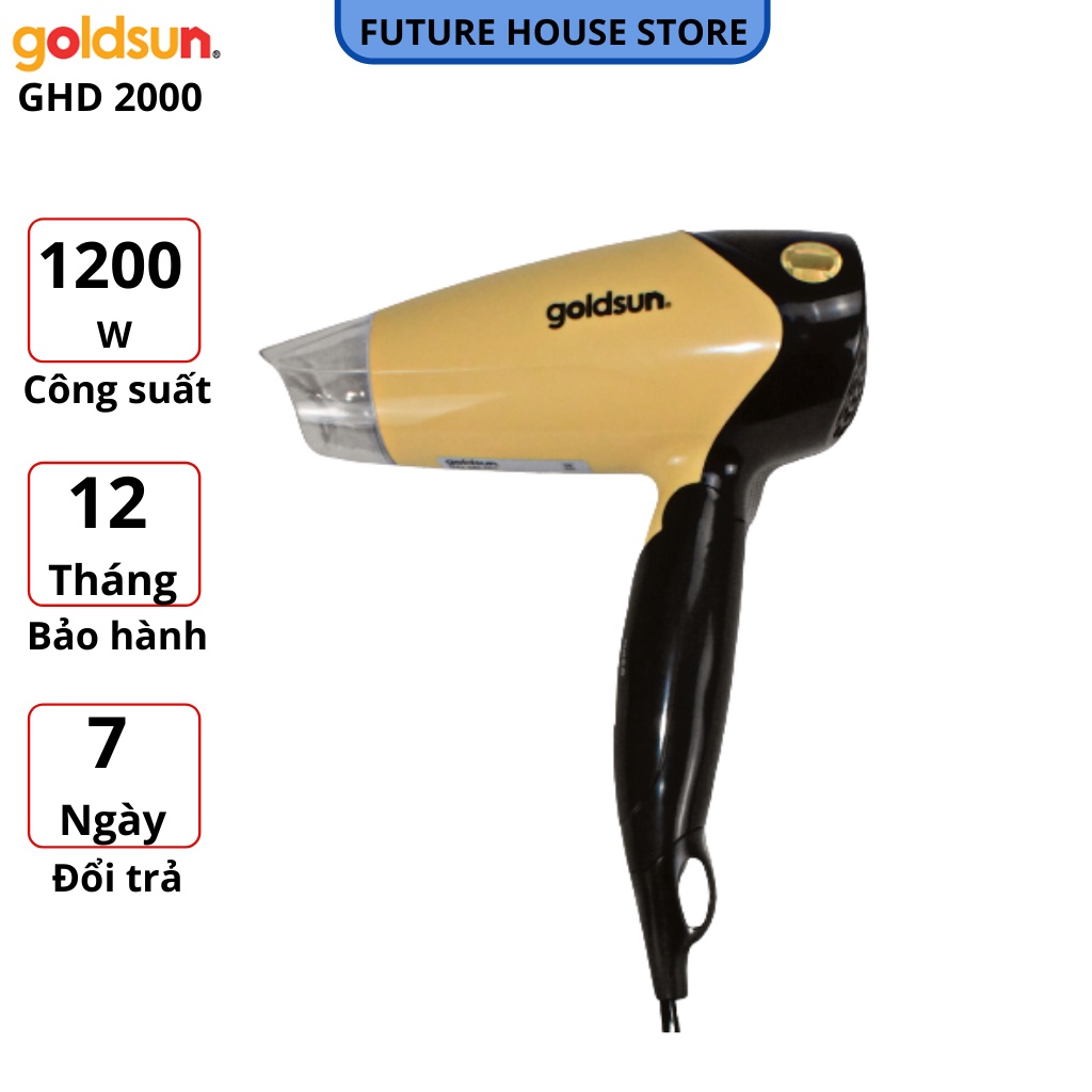 Máy sấy tóc Goldsun GHD2000 siêu bền công suất lớn 1200W, Bảo hàng 12 tháng toàn quốc