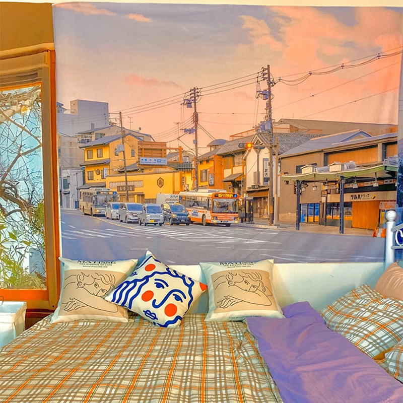 Thảm treo tường kiểu núi Fuji cherry phong cách Nhật Bản để trang trí nội thất
