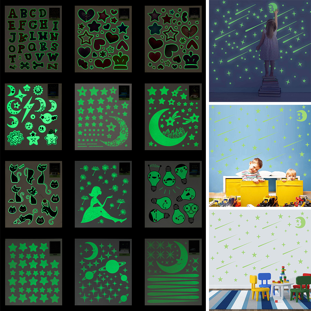 Miếng Dán Tường Dạ Quang Hình Ngôi Sao Và Mặt Trăng