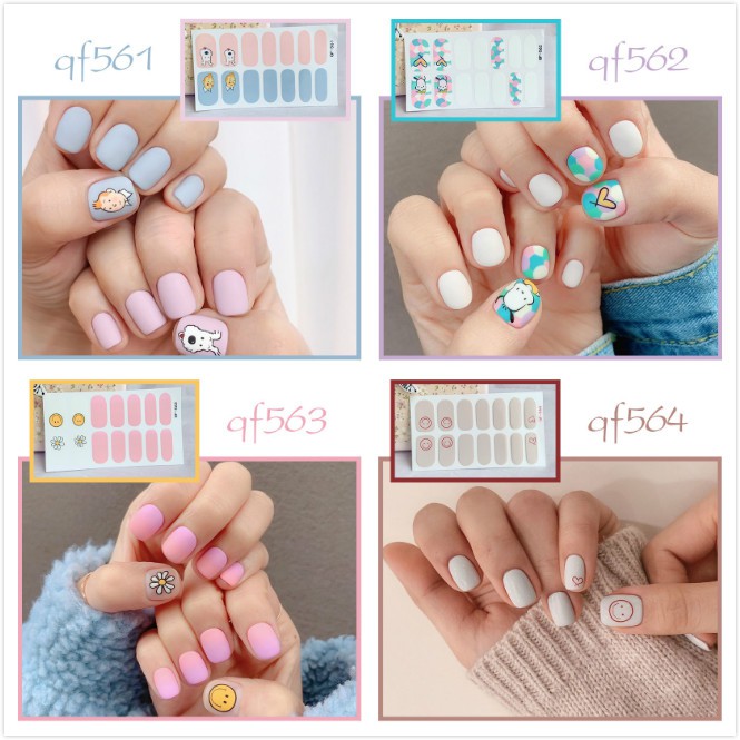 Set 14 sticker dán móng tay 3D không thấm nước thời trang