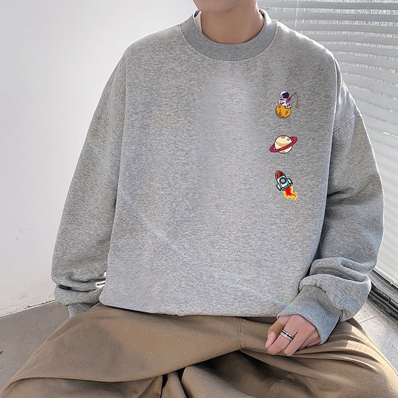 Áo Nỉ Nam Dài Tay Cổ Tròn Form Rộng Thời Trang Hàn