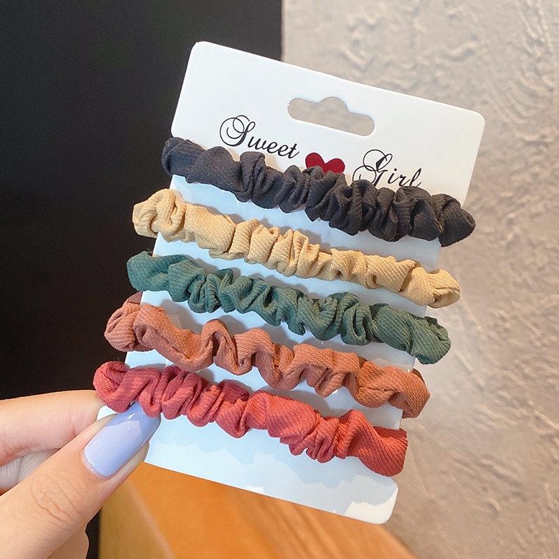 Set 3 dây buộc tóc cao su nhiều màu dễ thương phong cách Hàn Quốc