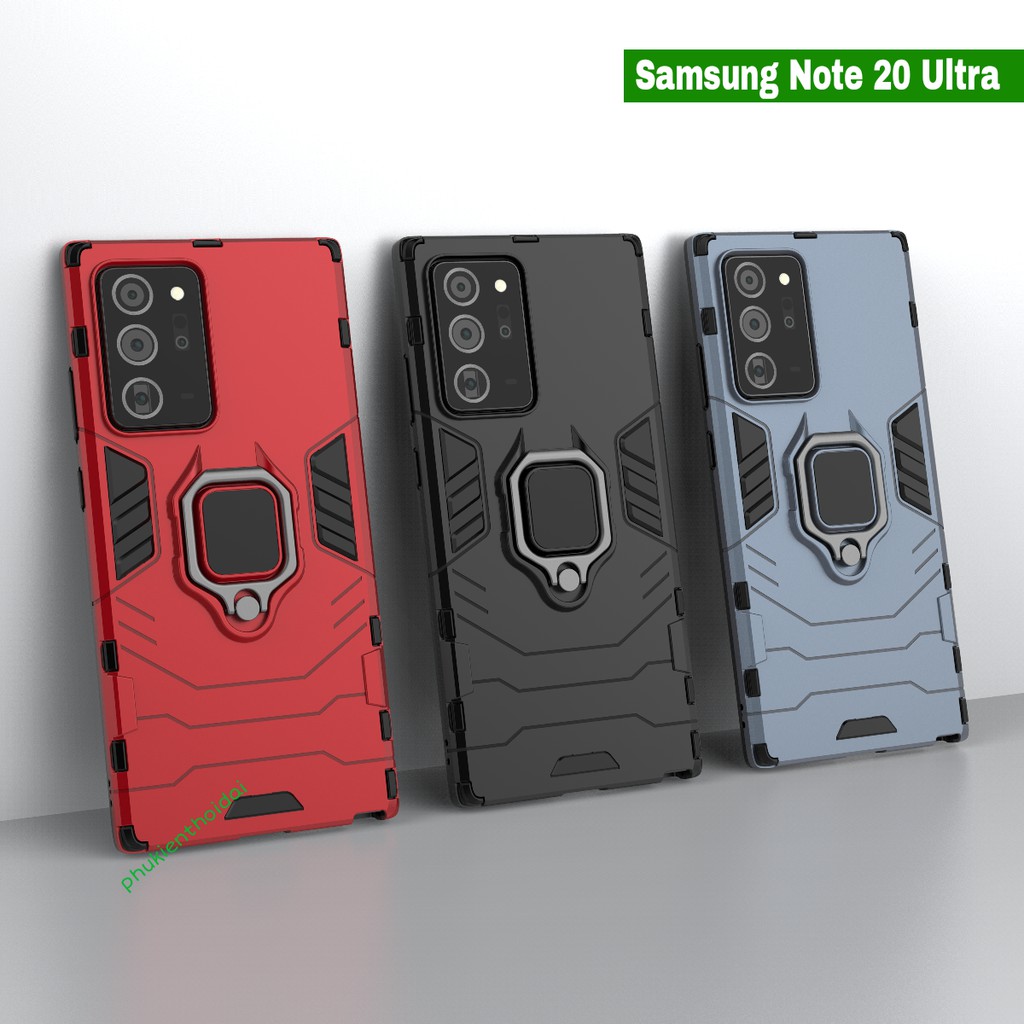 Ốp lưng Samsung Note 9 / Note 10 Plus / Note 20 Ultra / S22 Ultra chống sốc Iron Man Iring cao cấp giá đỡ xem phim