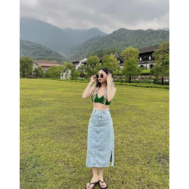 Chân váy jeans dáng dài xẻ tà JIMMY SKIRT