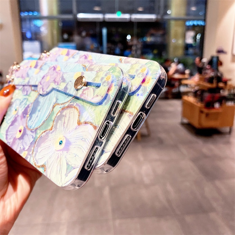 Ốp Điện Thoại Mềm Họa Tiết Tranh Sơn Dầu Nền Xanh Dương Cho iPhone 13 / 12 Pro Max iP11