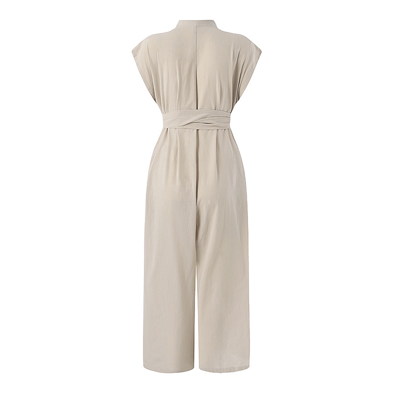 Áo liền quần Zanzea không tay cổ chữ V có nút cài thời trang dành cho nữ