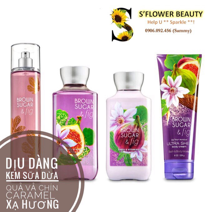 Sản Phẩm Tắm Dưỡng Xịt Thơm Mịn Da Lưu Hương Toàn Thân Bath & Body Works - Brown Sugar & Fig