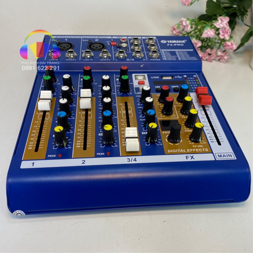 Mixer F4 PRO phiên bản mới 16 hiệu ứng, hát karaoke thu âm live stream, âm thanh siêu chất lượng- Tặng Cặp Jack 6 ly