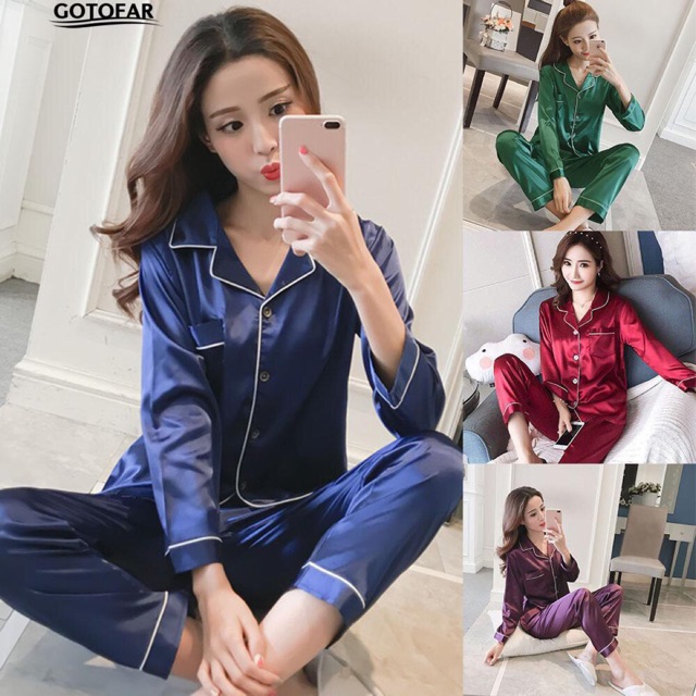 Bộ pijama phi bóng quần dài áo dài cực đẹp