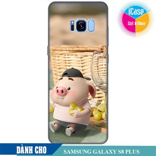 Ốp lưng nhựa cứng nhám dành cho Samsung Galaxy S8 Plus in hình Heo Con Tham Ăn