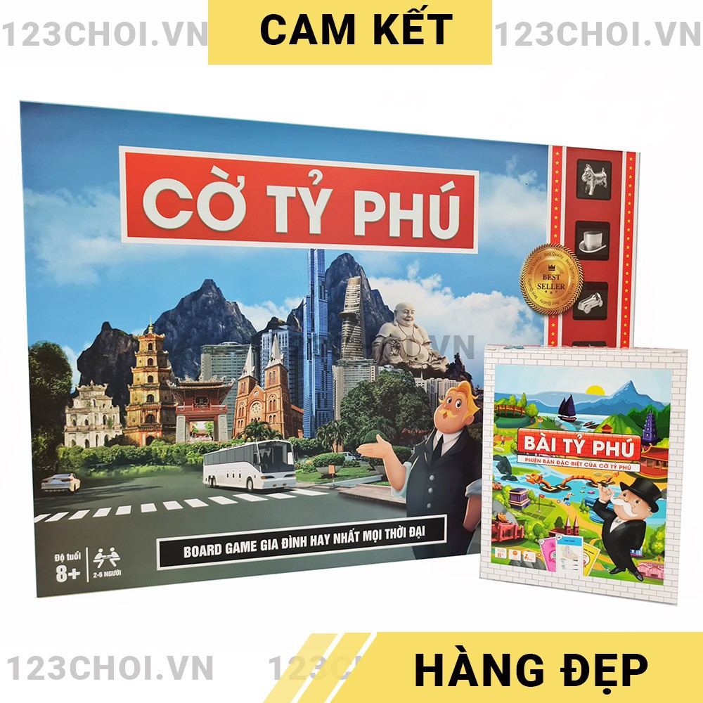 [COMBO 2 IN 1] Boardgame dạy làm giàu Cờ Tỷ Phú + Bài Tỷ Phú Việt hóa 100%, bản đầy đủ