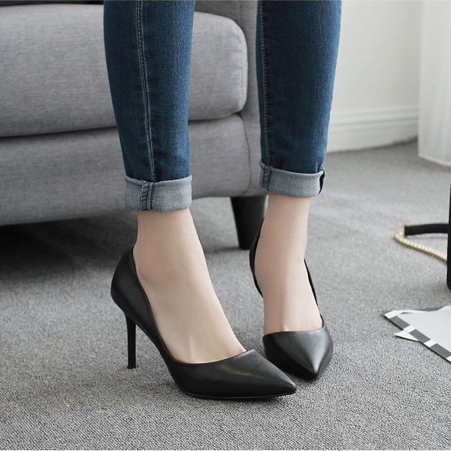 GIÀY CAO GÓT BÚP BÊ HỞ HÔNG GÓT NHỌN  9P