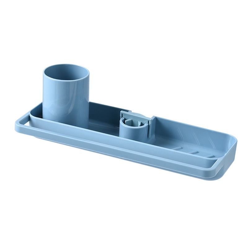 Kệ nhựa gắn vòi nước bồn rửa chén đựng đồ tiện ích có treo khăn 24.5x10.2cm