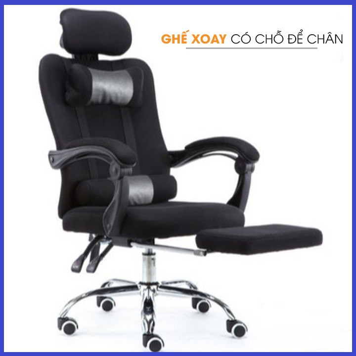 Ghế Văn Phòng Ngả Lưng Kèm Để Chân Cao Cấp - Ghế Làm Việc Chân Xoay Có Để Chân Đa Năng