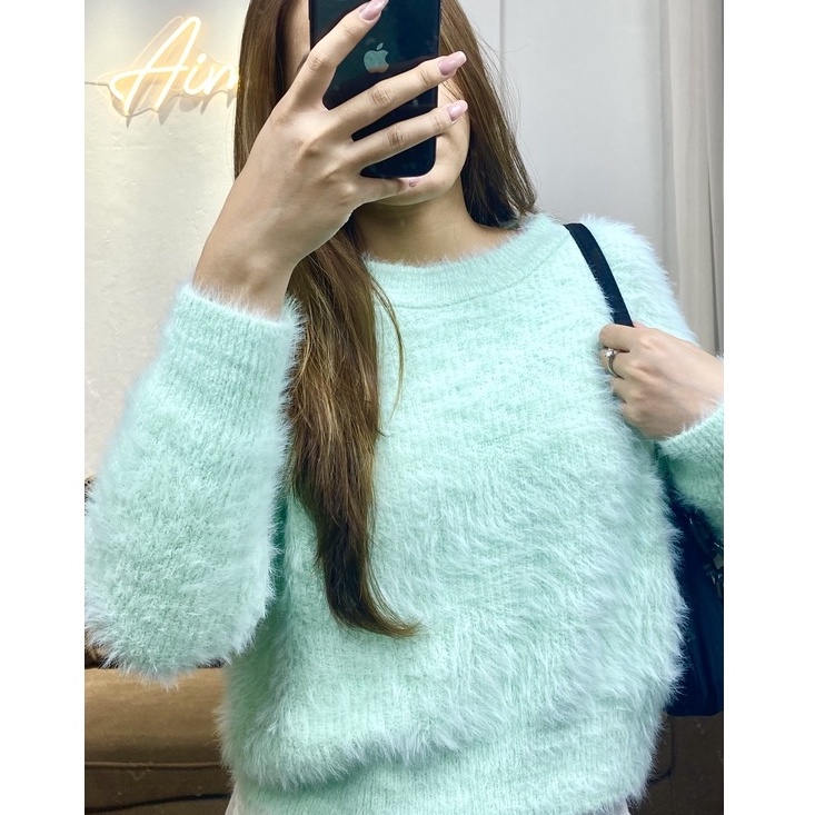 Áo Len Croptop Lông Thỏ Bốn Màu Freesize Siêu Xinh