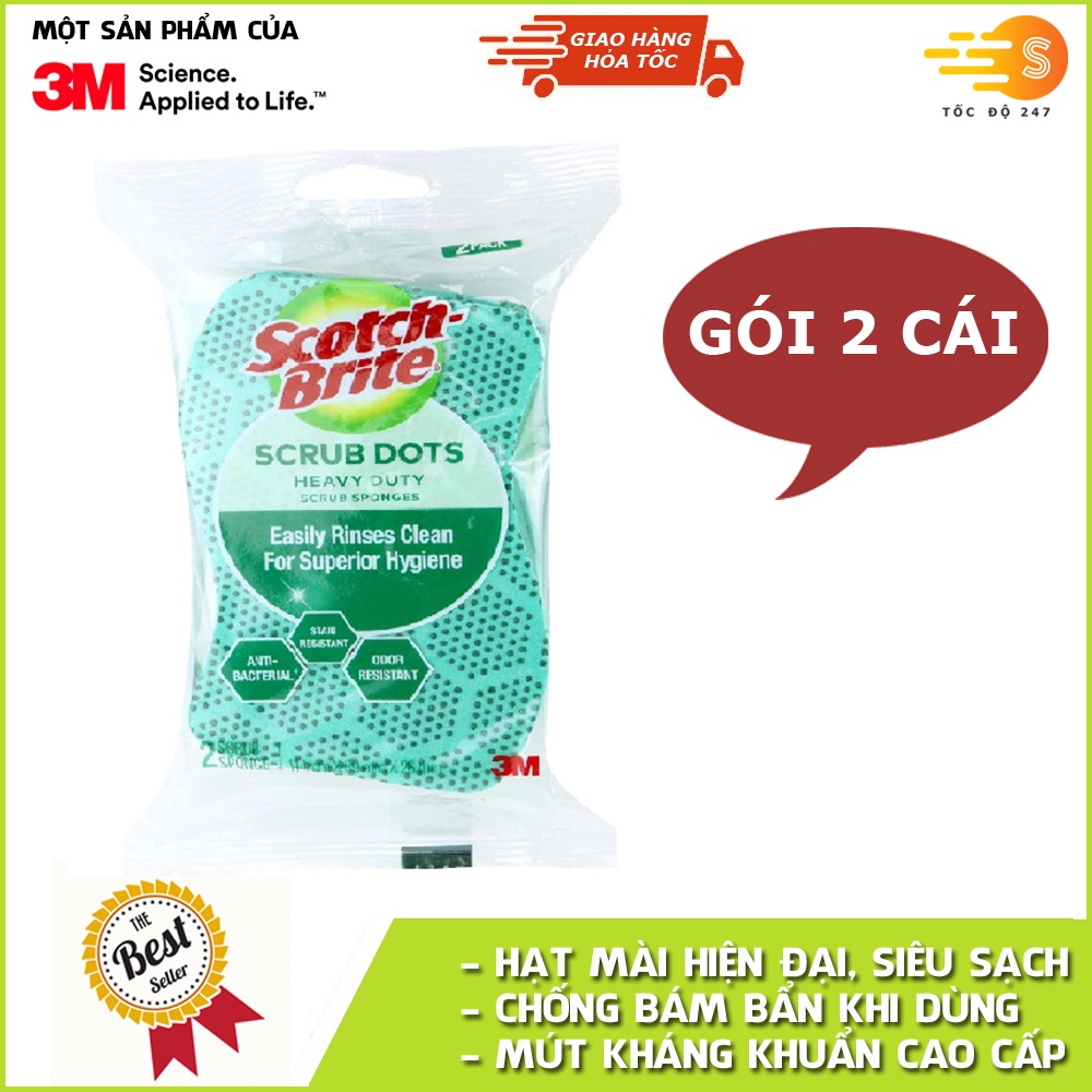 Gói 2 miếng rửa chén hạt nổi siêu sạch Scotch-Brite 3M CR-HNSS-G2