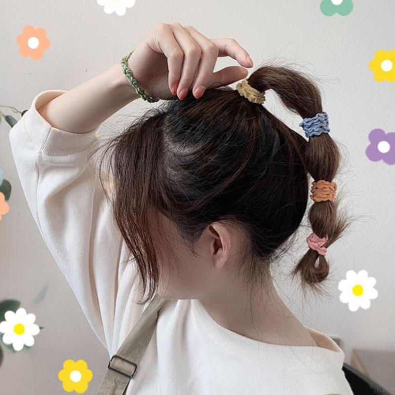 Dây Buộc Tóc Gợn Sóng Co Giãn Màu Kẹo Ngọt Phong Cách Hàn Quốc