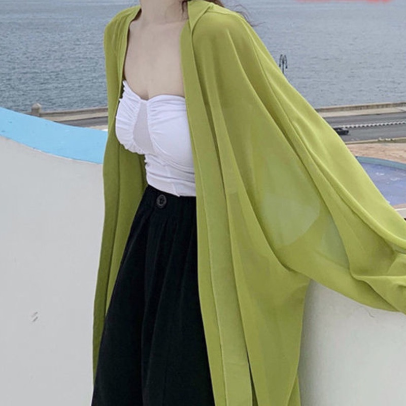 Áo sơ mi RENJIANVSHENG dáng dài rộng mỏng tay dài che nắng phong cách phương tây thời trang trẻ trung dành cho nữ