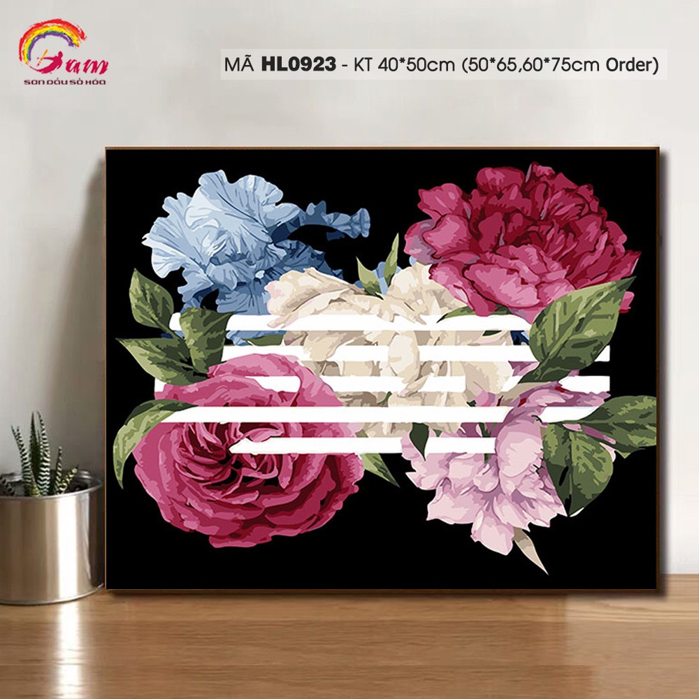 Tranh tô màu theo số Big Bang 5 dòng kẻ Flower Road GAM căng khung 40x50cm dày 2.5cm HL0923