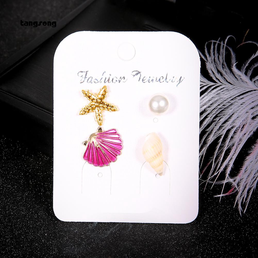 Set 4 Khuyên Tai Hình Sao Biển / Ngọc Trai Giả Thời Trang Cho Nữ