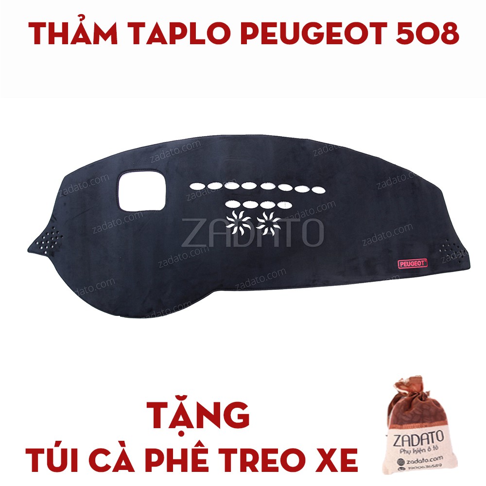 Thảm Taplo Peugeot 508 - Thảm Chống Nóng Taplo Lông Cừu - TẶNG: Túi Cafe Treo Xe