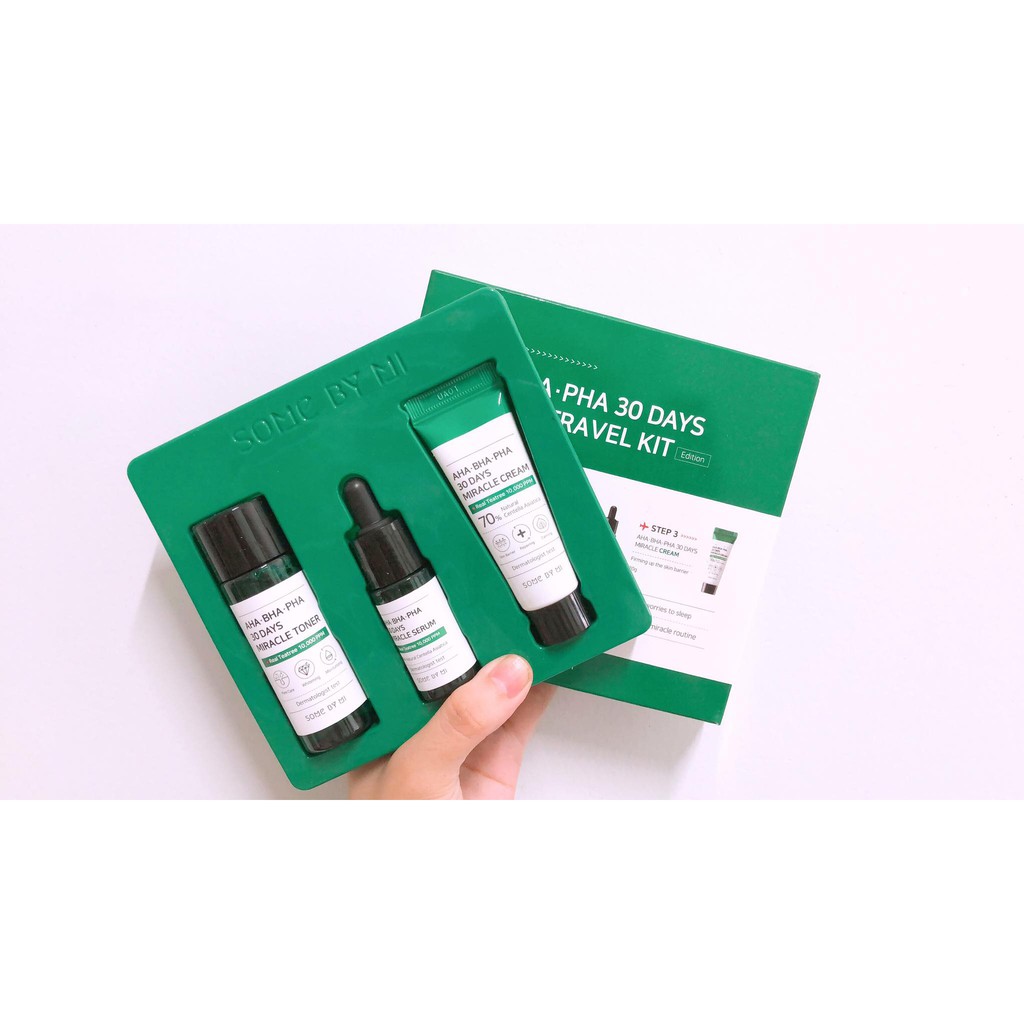 Bộ Kit Dưỡng Da Giảm Mụn Some By Mi AHA-BHA-PHA 30 Days Miracle Travel Kit (3 Items: Toner, Serum, Cream)