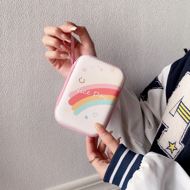 Túi Đựng Dây Cáp Sạc/Tai Nghe Dài Hình Tròn Kiểu Dáng Đơn Giản Dễ Thương Cho Nữ