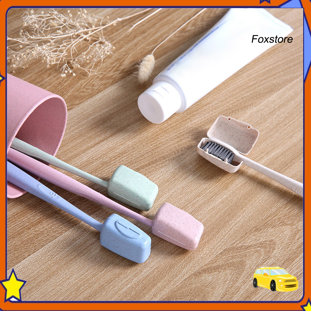 Set 4 Vỏ Bảo Vệ Đầu Bàn Chải Đánh Răng Bằng Nhựa Tiện Dụng Mang Đi Du Lịch