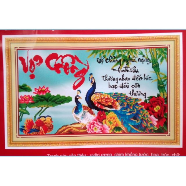 Tranh thêu chữ thập Vợ chồng DLH- 222961(57x36)
